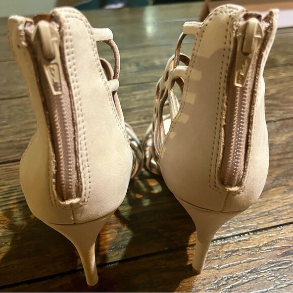 Steve X Steve Madden Tana Suede Leather Upper Caged Shoes  Size 6.5 3.5” Heel - Picture 7 of 9